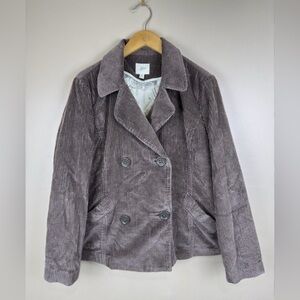 J. Jill Corduroy Double-Breasted Pea Coat in Brown